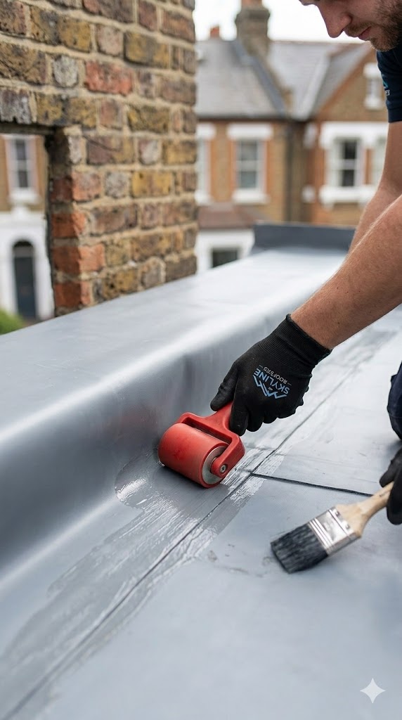 sealing a leak on a flat roof